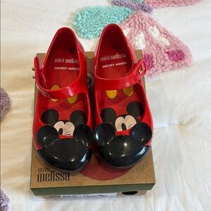 Mini Melissa Kids' Red and Black Mickey Mouse Shoes